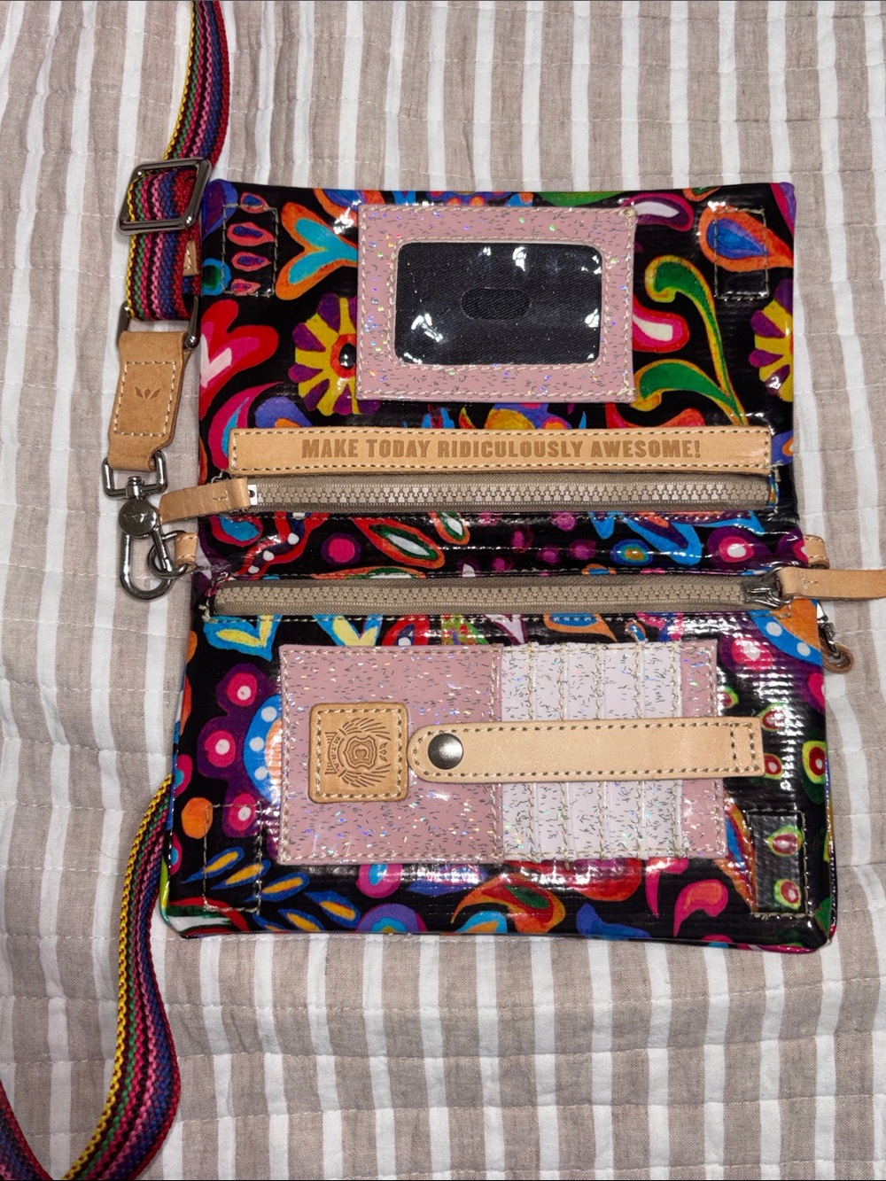 Multicolor Paisley Crossbody Bag - Vibrant Black - Picture 6 of 7